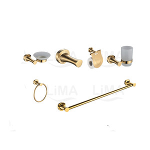 اكسسوار حمام ذهبي Lima مجموعة اكسسوار حمام ذهبي 6 قطع Lima